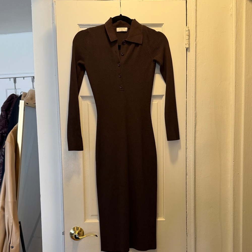 Babaton Chocolate Long-Sleeve Dress